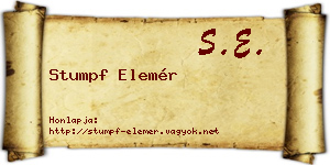 Stumpf Elemér névjegykártya